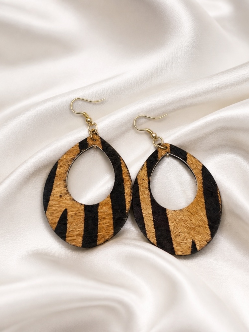 Myra Bag Gold and Black Zebra-Print Teardrop Earrings